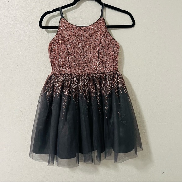 Francesca's Girls Size 10 Rose Gold Sequins Dress Elegant EUC Dance Play - Picture 1 of 8